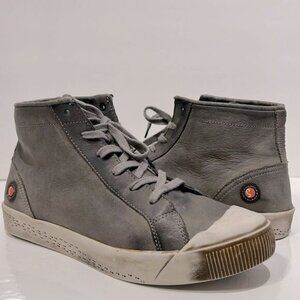 Softinos by Fly London “Kip” High Top Grey Leather Sneaker Shoes Size 40